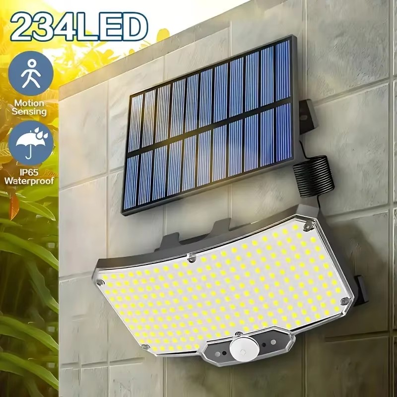 Solar Lamp - 234LED ソーラー屋外ライト モーションセンサー 超高輝度 リモートウォールフラッドランプ セキュリティ防水