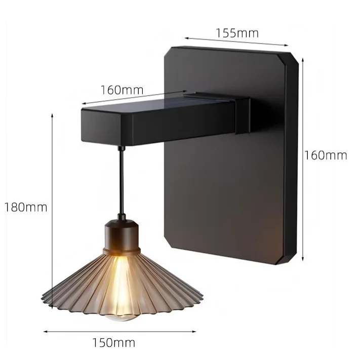 Solar Lamp - ソーラー式屋外壁掛けランプ、レトロなデザイン、影を落とすライト、庭やバルコニーの装飾に、防水仕様、フェンスに取り付け可能、雰囲気のある照明。
