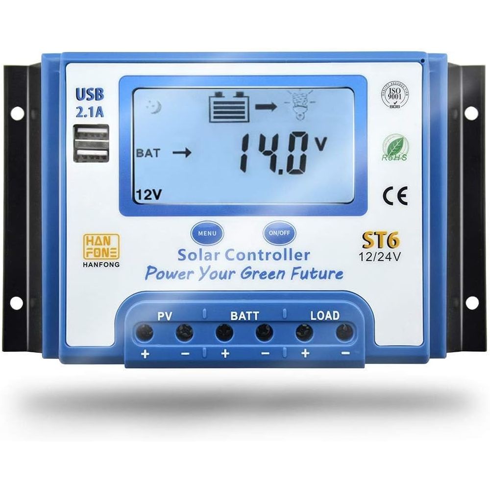 60A ソーラー充電コントローラー 12V/24V 自動電圧 - Solar Panel のレビューと価格