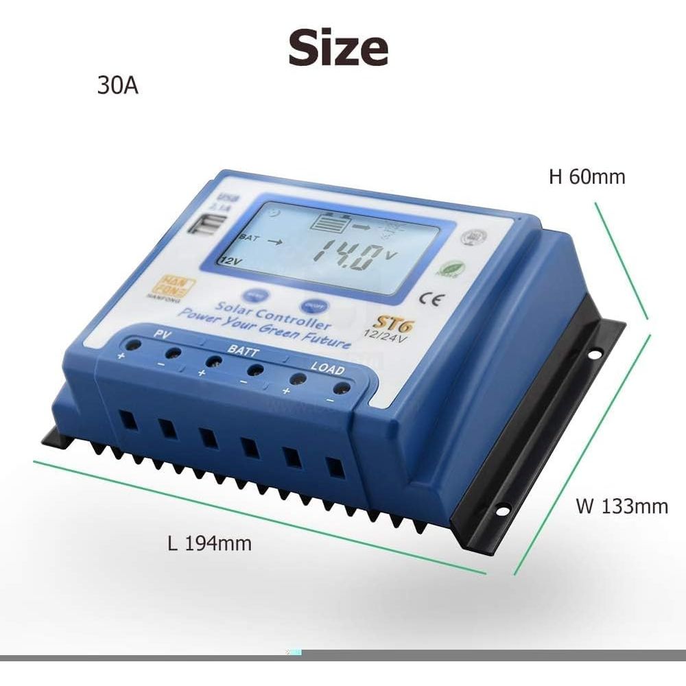60A ソーラー充電コントローラー 12V/24V 自動電圧 - Solar Panel のレビューと価格