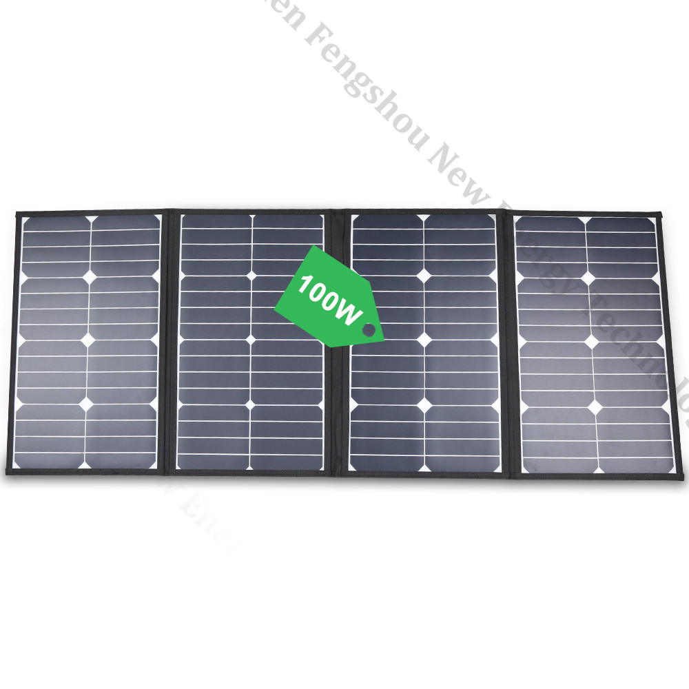 ポータブル 100 ワット折りたたみ式ソーラーパネル充電器キ - Charge Controller Solar のレビューと価格