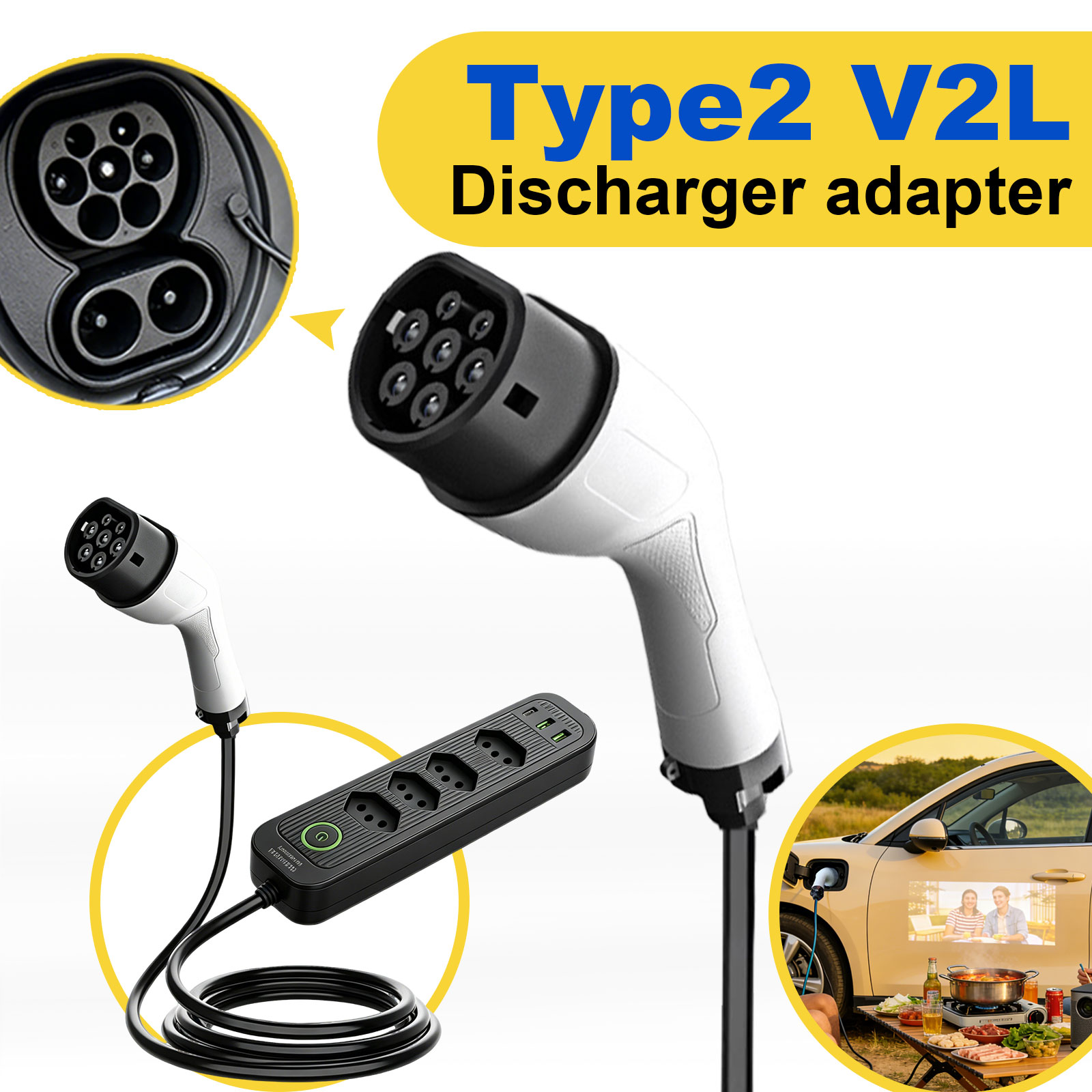 タイプ2 V2L放電アダプター 16A ブラジルソケット E - Outdoor Power Station のレビューと価格