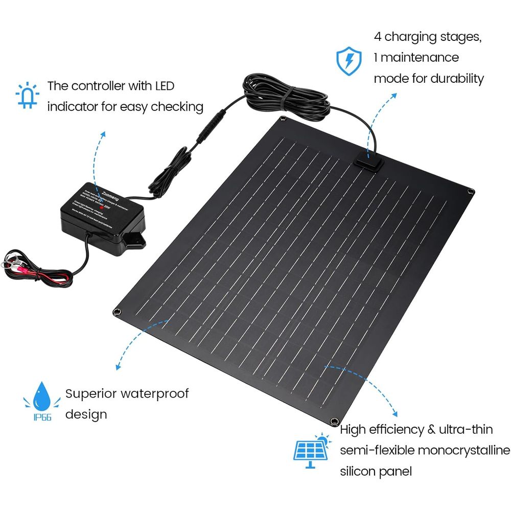 ソーラーバッテリー充電器メンテナンス装置、ダンプトレーラー用 - Solar Panel のレビューと価格