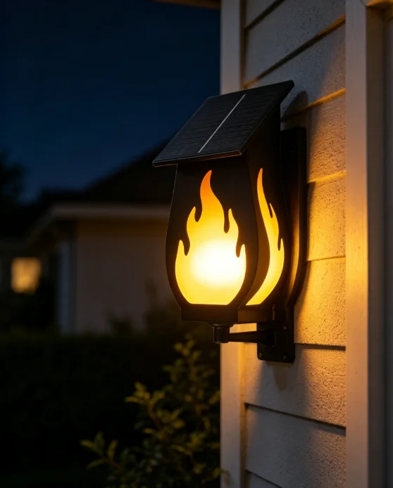 屋外用ソーラーウォールライト、炎を模した雰囲気のある照明、ク - Solar Lamp のレビューと価格