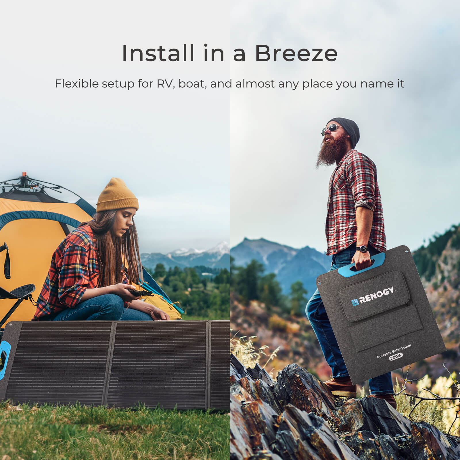 Renogy-ポータブルソーラーパネル,防水,ip65,折り - Solar Panel 200W のレビューと価格