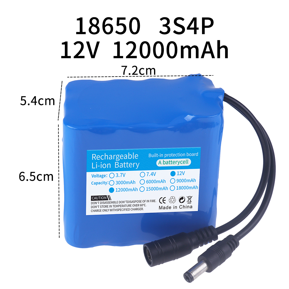 12V 12000mah バッテリー 3S4P 実容量充電式 - Lithium Battery 12V のレビューと価格